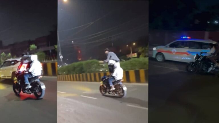 बीच सड़क पुलिस की गाड़ी के आगे की स्टंटबाजी, दिल्ली पुलिस ने एक मिनट में निकाल दी हेकड़ी, चालान देख आई अक्ल ठिकाने: VIDEO