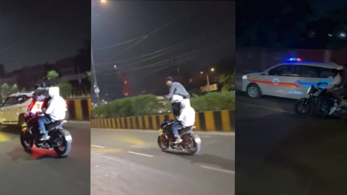 बीच सड़क पुलिस की गाड़ी के आगे की स्टंटबाजी, दिल्ली पुलिस ने एक मिनट में निकाल दी हेकड़ी, चालान देख आई अक्ल ठिकाने: VIDEO