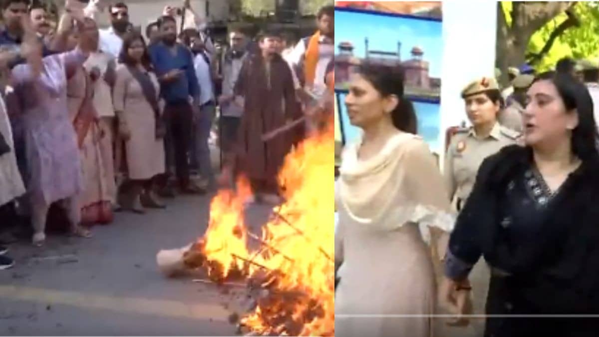 Rahul Gandhi के घर के बाहर BJP का जोरदार हंगामा, महिला आरक्षण बिल गिरने पर भड़कीं महिला सांसद, हिरासत में ली गईं सांसद बांसुरी स्वराज