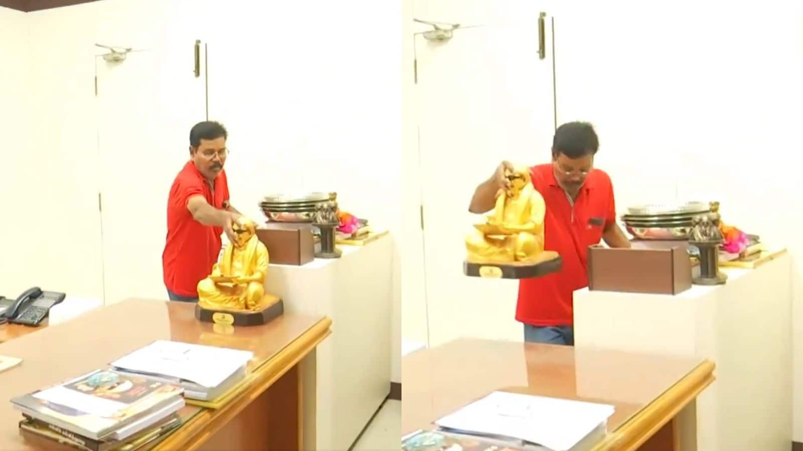 करुणानिधि की चमचमाती गोल्डन मूर्ति सेकंड भर में चेन्नई सचिवालय की मेज से हटाई! सत्ता का असल चरित्र ऐसा ही तो होता है