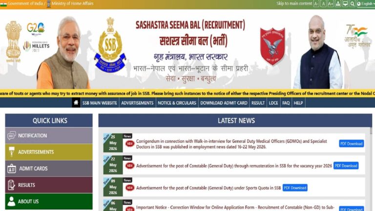 SSB Constable GD Recruitment 2026: एसएसबी में कॉन्सटेबल जीडी पदों के लिए आवेदन शुरू, जानें पदों की संख्या और विवरण