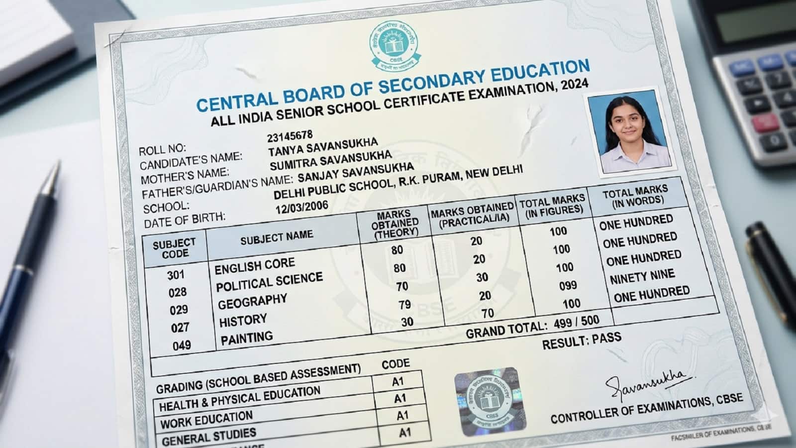 CBSE 12th Topper Tanya Marksheet: सीबीएसई 12वीं में सीकर की तान्या को मिले झोला भरकर नंबर, इनकी मार्कशीट देख चौंक जाएंगे