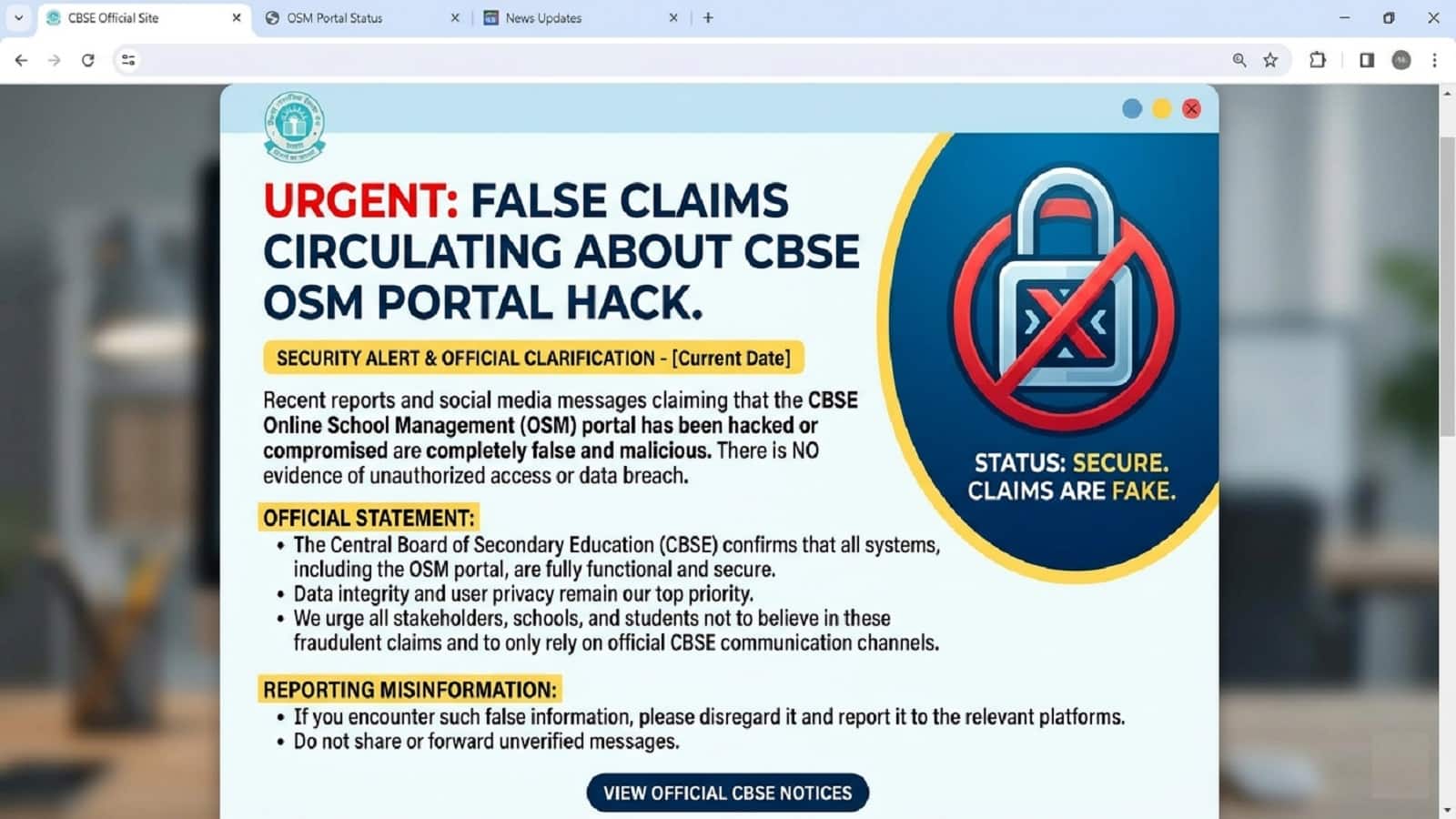 CBSE Portal Hacked: फर्जी था ओएसएम हैक करने का दावा, जानें इस पूरे मामले पर बोर्ड का पक्ष