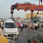 जयपुर में CM भजनलाल शर्मा का काफिला गुजरने से पहले बड़ा हादसा, रुके ट्रैफिक में घुसी तेज रफ्तार स्लीपर बस; 8 गाड़ियों में मारी टक्कर