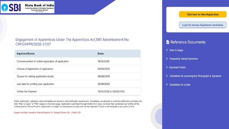 SBI apprentice recruitment 2026: एसबीआई में आज से 7000 अप्रेंटिस की भर्ती के लिए आवेदन शुरू, जानें क्या है लास्ट डेट और कैसे करें अप्लाई