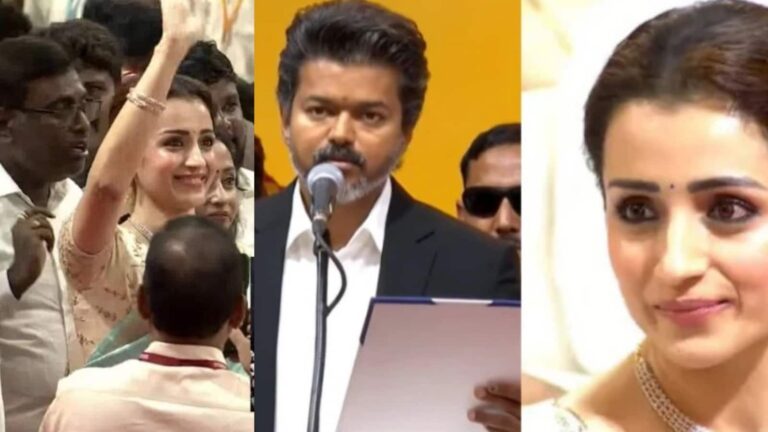 Trisha Krishnan: बालों में गजरा...आंखों में कजरा और चेहरे पर बड़ी मुस्कान, तमिलनाडु के नए सीएम विजय की ओथ सेरेमनी में पहुंची तृषा कृष्णन