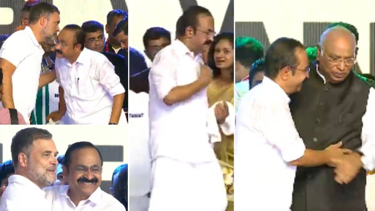 शपथ के तुरंत बाद राहुल गांधी ने वीडी सतीशन के कान में ऐसा क्या कह दिया? सुनते ही सीधे मल्लिकार्जुन खरगे की तरफ भागे- VIDEO