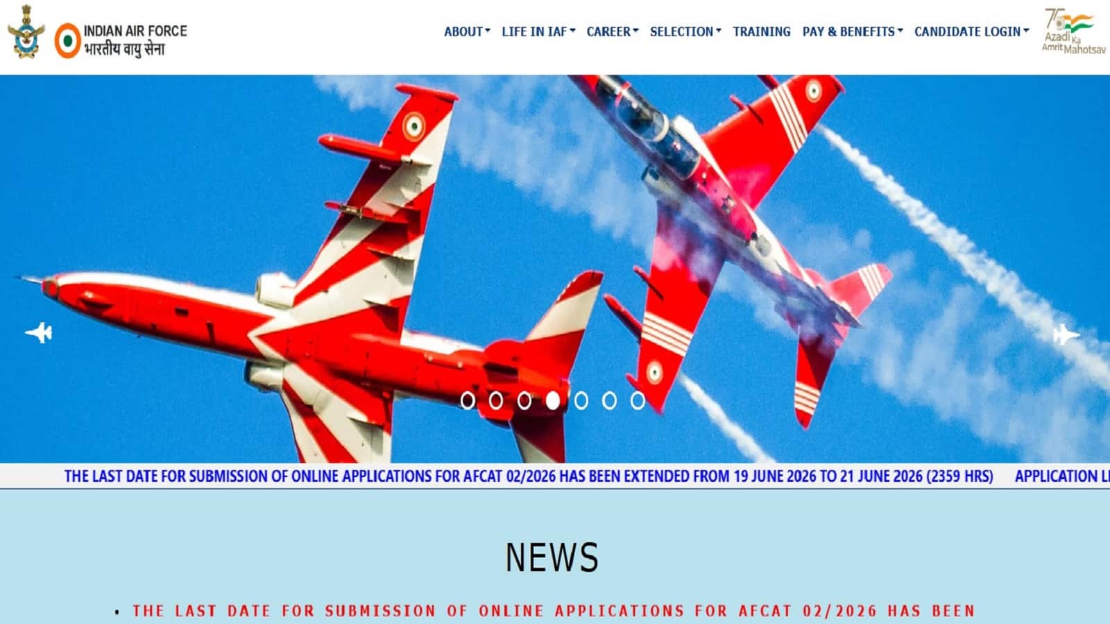 IAF AFCAT 2026: वायुसेना ने बढ़ाई एफकैट रजिस्ट्रेशन की आखिरी तारीख, अब 21 जून तक कर सकते हैं आवेदन