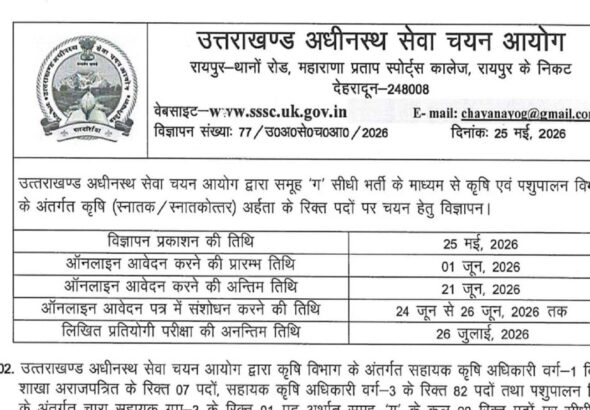 UKSSSC AAO recruitment 2026: उत्तराखंड में एएओ भर्ती का नोटिफिकेशन जारी, जानें कब तक कर सकते हैं आवेदन