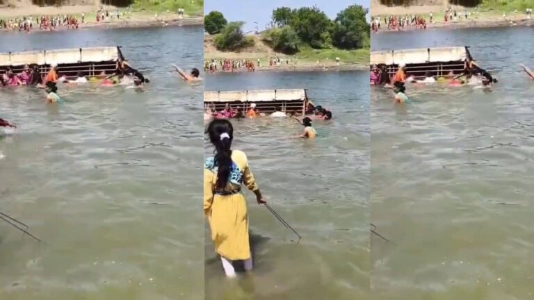 BREAKING: महाराष्ट्र के बीड में बड़ा हादसा, 35 श्रद्धालुओं से भरी नाव नदी में पलटी, एक महिला की मौत; रेस्क्यू जारी, VIDEO