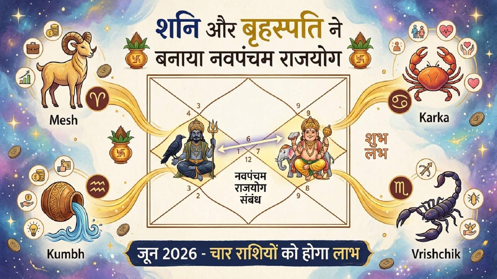 Navpancham Rajyog 2026: शनि के साथ मिलकर गुरु ने बनाया नवपंचम राजयोग, अब ये 4 राशियां बटोरेंगी मुनाफा