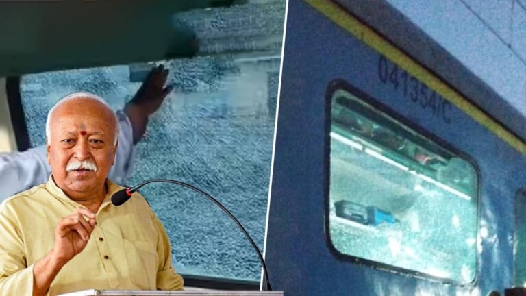 UP: स्वर्ण शताब्दी एक्सप्रेस पर पथराव, खिड़की का टूटा शीशा, ट्रेन में RSS प्रमुख मोहन भागवत भी थे सवार; CCTV खंगालने में जुटी पुलिस