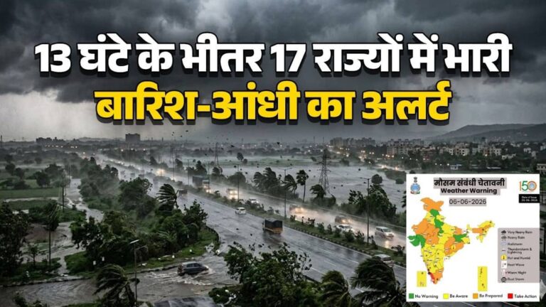 Mausam 6 June 2026:  17 राज्यों में भारी बारिश और आंधी का अलर्ट,90 किमी की रफ्तार से चलेंगी हवाएं; IMD ने दी चेतावनी