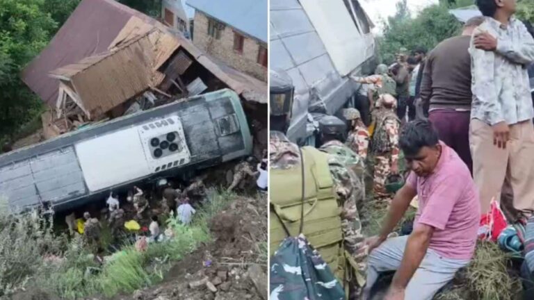 Amarnath Yatra Accident: अमरनाथ यात्रा जा रही बस जम्म-कश्मीर में हादसे का शिकार! सड़क से फिसलकर घर पर गिरी, 39 श्रद्धालु घायल