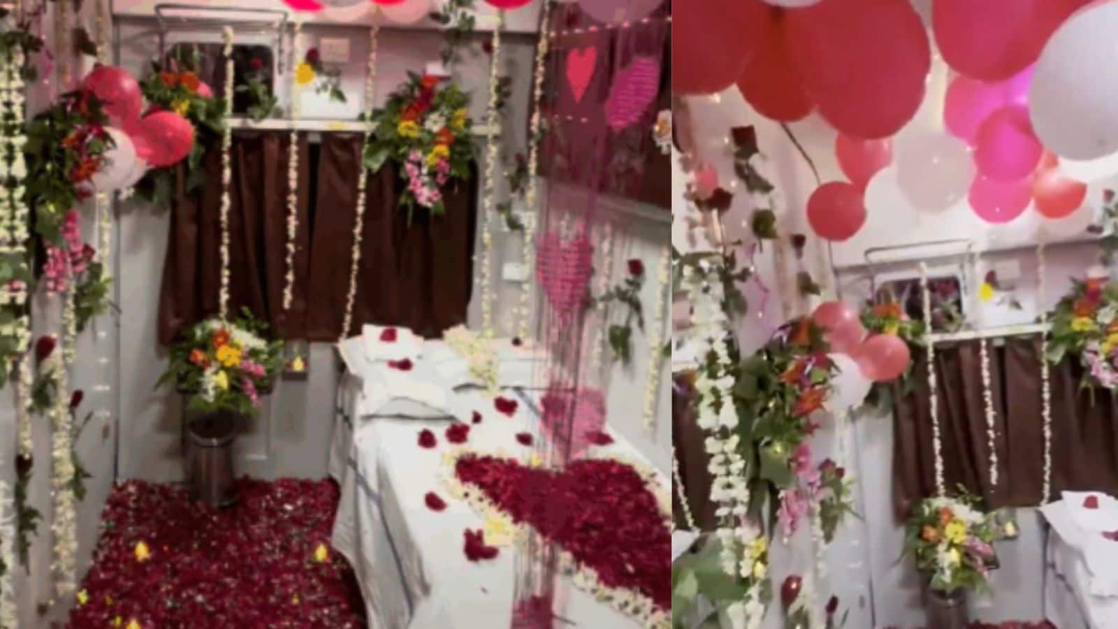 Viral Video: न्यूली वेड कपल के लिए ट्रेन में हुआ खास इंतजाम, फर्स्ट AC बना 'हनीमून सुइट', वीडियो देख लोग रह गए हैरान