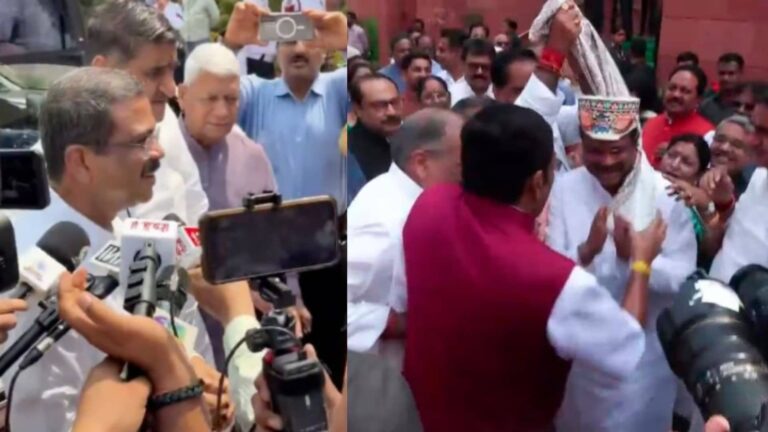 इस्तीफे के बाद पहली बार संसद पहुंचे धर्मेंद्र प्रधान, NDA सांसदों ने किया गर्मजोशी से स्वागत; देखिए VIDEO