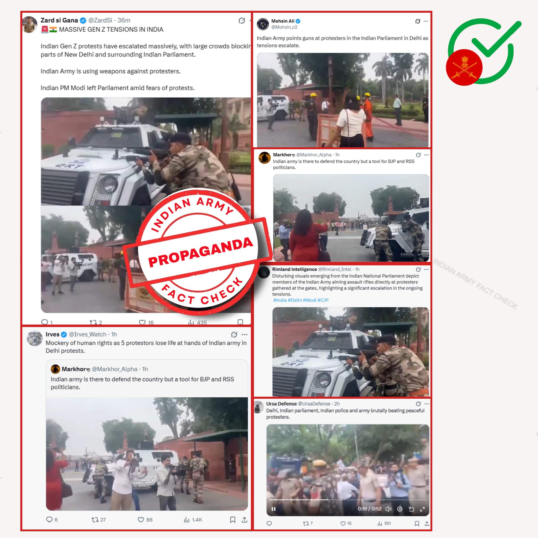 पाकिस्तानी हैंडल्स फैलाने लगे दिल्ली प्रोटेस्ट को लेकर झूठा प्रॉपेगेंडा, इंडियन आर्मी फैक्ट चेक ने तुरंत खारिज किए ये दावे