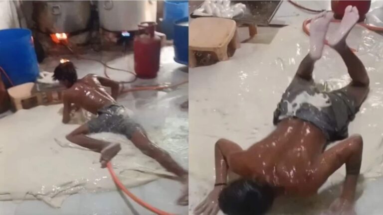 'भारत में फूड सेफ्टी बस एक मजाक है', वीडियो में फर्श पर पड़े सोया चाप के आटे पर वर्कर लोटता दिखा, इंटरनेट पर भड़क रहे लोग