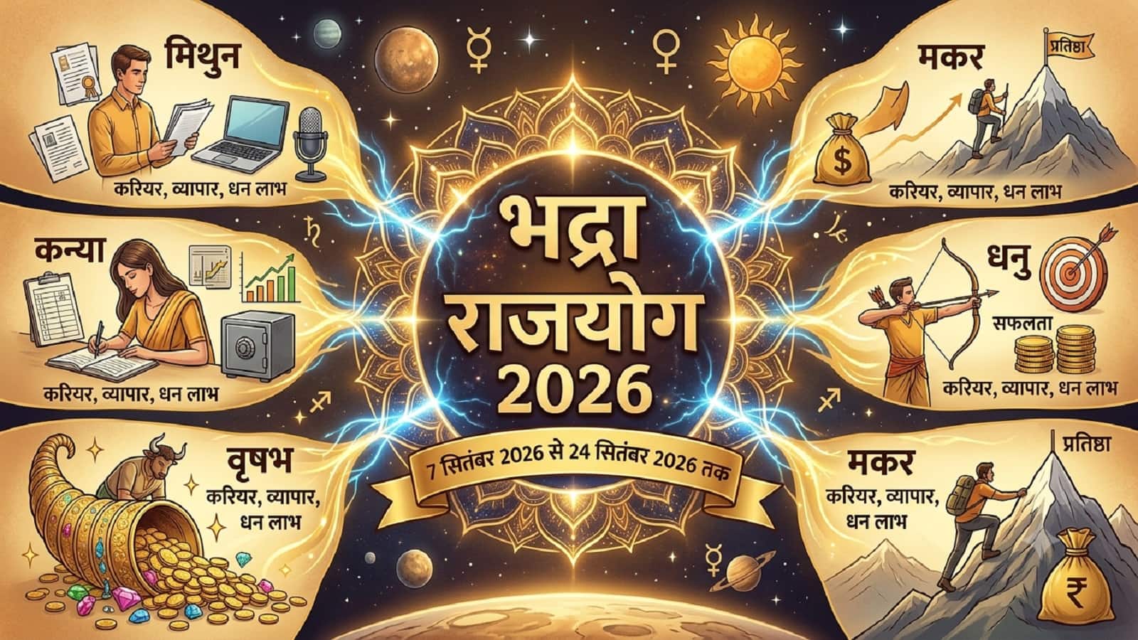 Bhadra Rajyog 2026: 7 सितंबर को अपनी उच्च राशि में गोचर करेंगे बुध और बनाएंगे भद्रा राजयोग, 5 राशियों पर बरसेगा इतना पैसा कि भर जाएगी तिजोरी