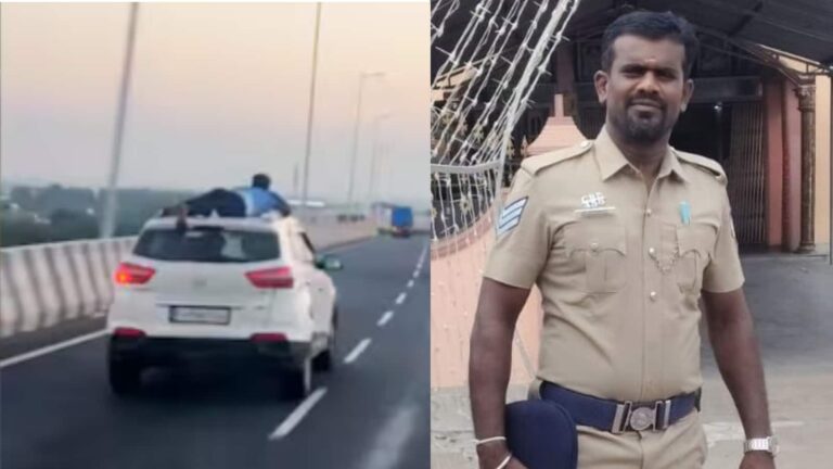 तस्करों को पकड़ने के लिए SUV की छत पर लटक गया पुलिसकर्मी, 40 KM तक दौड़ी गाड़ी, VIDEO वायरल