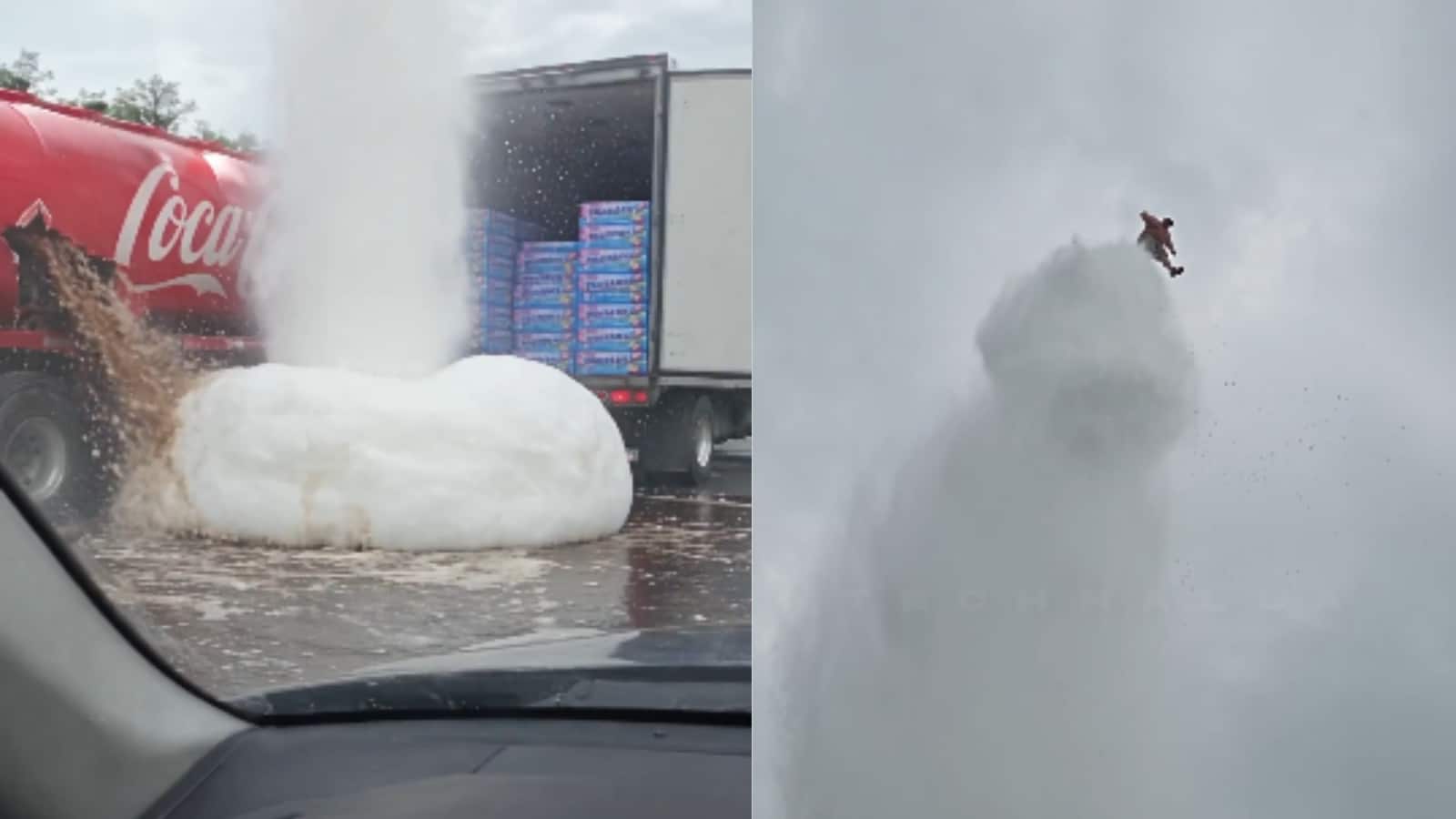 Mentos पड़ते ही Coca-Cola में उठा तूफान, हवा में उड़ा शख्स; वायरल वीडियो का सच आया सामने
