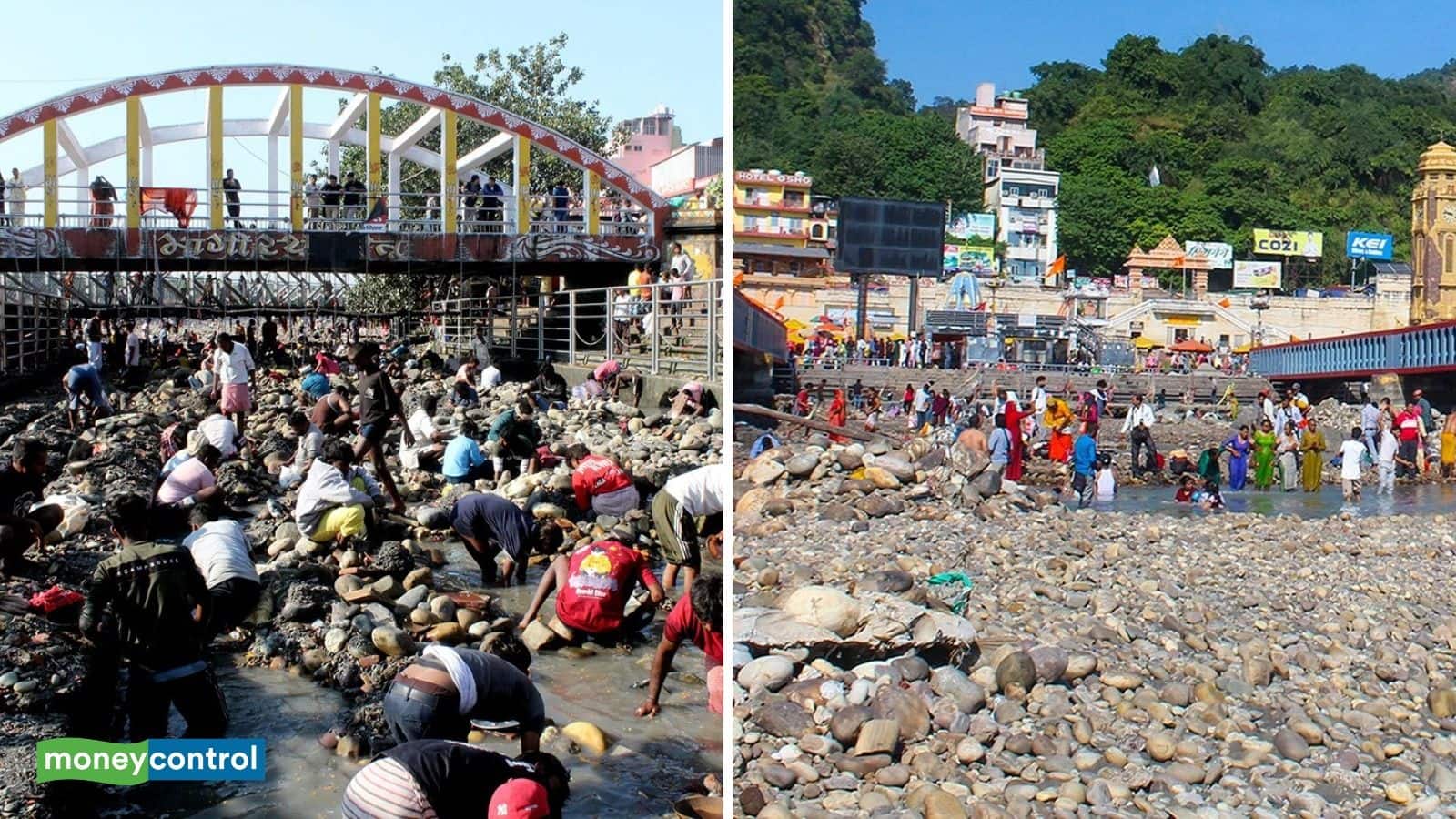 हरिद्वार: हर की पैड़ी पर गंगा की धारा थमी तो जागी उम्मीद! सूखी रेत में खजाना तलाश रहे भक्त, सोने-चांदी की तलाश में लोगों की भारी भीड़