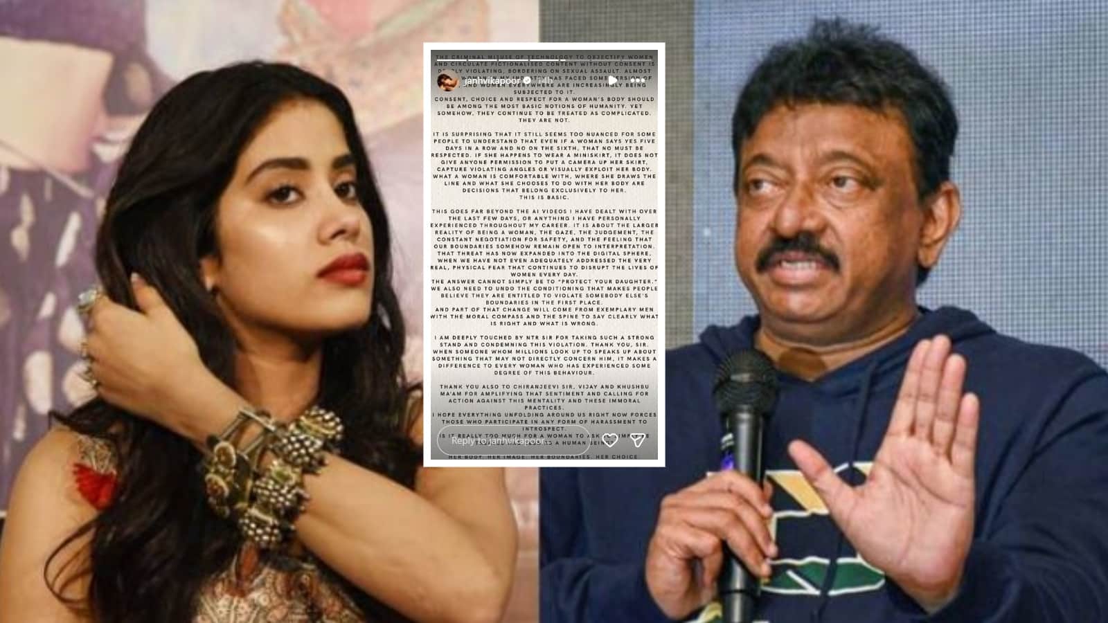 Janhvi Kapoor AI Morphed Clip:  जाह्नवी कपूर ने साउथ स्टार्स का जताया आभार, तो जानें वीडियो विवाद पर पोस्ट करने वालों पर क्यों भड़के रामगोपाल वर्मा